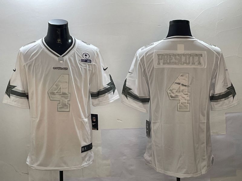 Men Dallas Cowboys #4 Prescott White platinum 2024 Nike Limited NFL Jersey style 3->dallas cowboys->NFL Jersey